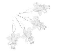 ibasenice Valentine and Christmas Hanging Angels Figurine 4 Pcs Acrylic Cupid Ornaments with Wings Holiday Tree Decorations for Festive Home Use