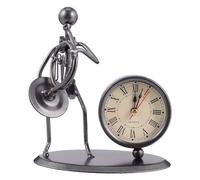 ibasenice Vintage Alarm Clock Iron People Model Clock Stainless Steel without Battery Creative Design Keep Accurate Time Room and Store Decoration