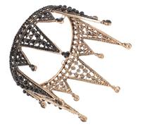 ibasenice Vintage Black Crown Tiara for Bride Gothic Style Wedding Headpiece Rhinestone Decor for Halloween Party Royal Occasion