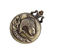 ibasenice Vintage Bronze Quartz Pocket Watch Carp Relief Alloy Classic Angling Timepiece for Men Fishing Enthusiasts