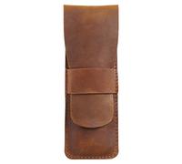 ibasenice Vintage Brown Leather Pen Organizer Case for Women and Students, Elegant Cow Leather Pen Holder with Storage and Pencil Organizing Features, for Business Events and Souvenirs