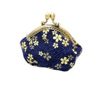 ibasenice Vintage Cherry Blossom Coin Purse Gilded Retro Change Wallet Chic Multifunctional Storage Bag for Women Girls Daily Use Navy Blue