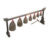 ibasenice Vintage Chinese Bronze-style Chime Bells Set - Single Layer 7-round Antique Bell Musical Instrument for Adults, Traditional Hand Percussion Ornament for Chinese Music and Cultural Display