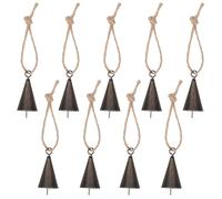 ibasenice Vintage Cone Shaped Pig Bell with Hemp Jute Rope Iron Decorative Pet Bell for Training and Home Use for Door Handles and Christmas Decor