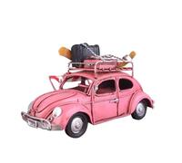 ibasenice Vintage Iron Beetle Car Model Table Ornament for Home and Office Decoration, Pink Desktop Decorative Craft with Unique Plating Technology, Retro Style Novelty Ornament