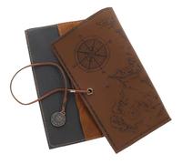 ibasenice Vintage Leather Pencil Case Pouch with Treasure Map Design, Large Capacity Rollup Retro Pen Storage for Travel, for Graduation Season and Back to School Students