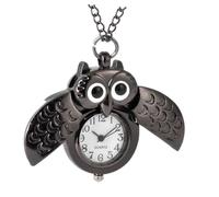 ibasenice Vintage Owl Pocket Watch, Retro Creative Crescent Moon Design, Black Decorative Pendant for Women and Men, Classic Mechanical Jewelry Gift for Friends and Family