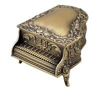 ibasenice Vintage Piano Rose Jewelry Storage Box Antique Bronze Trinket Organizer Home Ornament for Rings Earrings Necklaces Compact Decorative Case
