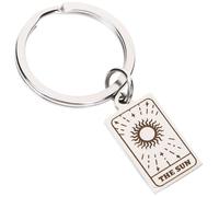 ibasenice Vintage Sun Keychain Pendant Stainless Steel Sturdy Key Ring for Women Backpack Decoration with Tarot Moon Star Pattern