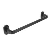 ibasenice Wall-Mounted Bathroom Towel Rack with Towel Slipper Holder, Stainless Steel and Plastic Construction, 38cm Black No Punch Installation, Suitable for Bedroom and Kitchen Use