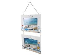 ibasenice Wall Picture Frame in White Wood and Resin Mediterranean Style with Double Frame Design, Versatile Decor Piece to Display Multiple Photos, for Office and Workspace Wall Decor