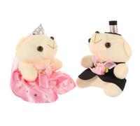 ibasenice Wedding Decoration Couple Bear Plush Set, 1 Pair Pink Crown Bears for Valentine’S Day, Lifelike Stuffed Animal Ornament for Desktop and Wedding