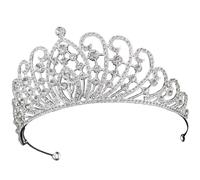 ibasenice Wedding Tiara Bridal Headpieces Silver Zinc Alloy Rhinestone Glitter Stunning Elegant Crown Comfortable Wearing Experience Not Easy to Fade for Wedding Party