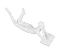 ibasenice White Resin Thinker Reading Statue Decorative Figurine