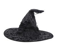 ibasenice Wide Brim Broken Holes Witch Hat Comfortable Halloween Cosplay Accessory for Party Carnival and Fancy Dress Events