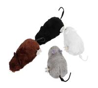 ibasenice Wind Up Mouse Cat Toy 4pcs Plush Interactive Play Chasing Toys for Indoor Cats Kittens Random Colours for Puppies