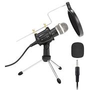 ibasenice Wireless Microphone for Vlogging Condenser Microphone Stand Set for Podcast Live Streaming and Online Classes Portable Recording Equipment