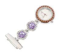 ibasenice Women Pocket Watch Nurse Hanging Chest Watch with Crystal Dial Purple Stylish for Nurses Students Exam Use
