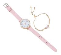 ibasenice Women Watch Bracelet Set Quartz Wrist Watch Alloy Pu 2 Piece
