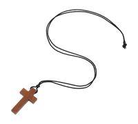 ibasenice Wood Cross Pendant Necklace in Light Walnut and Black Walnut Rope Chain Cross Charm Necklace for Women for Religious Celebrations