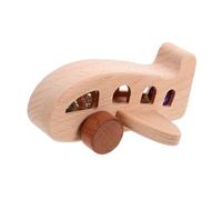 ibasenice Wooden Airplane with Beads for Year Old Boys Push and Pull Fine Motor Skill Development Sensory Auditory Stimulation Durable Natural Wood Educational Plaything