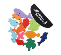 ibasenice Wooden Animal Balance Building Blocks for Early Learning Educational Game with Bright Colors and Smooth Surface Enhancing Hand-eye Coordination and Thinking Skills