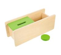 ibasenice Wooden Coin Box Educational for Fine Motor Skills Development Hand-eye Coordination Training Learning for Early Childhood Concentration and Shape Recognition