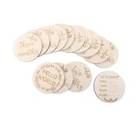 ibasenice Wooden Growth Cards Beige Round Graffiti Printing Technology with Skin-Friendly Material Baby Birth Commemorative Photo Props Set and Memory for Newborns for Baby Shower