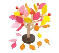 ibasenice Wooden Leaf-Cut Tree Building Blocks Set 3D Diy Educational Toy for Kids Toddlers Creative Handcraft Learning Activity Developmental Toy