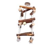 ibasenice Wooden Parrot Swing Hanging Design with Cotton Rope Bell for Caged Birds Parakeets African Grey Great for Indoor Garden Play