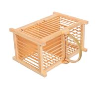ibasenice Wooden Small Animal Carrier Cage Portable Habitat for Hamsters Gerbils Crickets Grasshoppers Natural Material Decorative Pet Nesting Box with Handle for Easy Transport