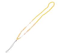 ibasenice Yellow DIY Mobile Phone Hanging Rope with Crystal Beads and Alphabet Pendant Polymer Clay and Acrylic Material Stylish Decorative Phone Charm for Bags