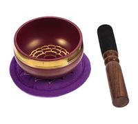 ibasenice Yoga Sound Bowl Meditation Bowl Singing for Chakra Healing and Yoga Practice Purple Copper Material Meditation Stick and Pad for Decorative Buddhism Use