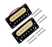 ibasenice Zebra Faced Humbucker Double Coil Pickups and Direct Replacement Pair of with Solid Nickel Pole Pieces, Fully Wax Potted Including Neck Bridge Surrounds for Electric Guitar
