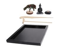 ibasenice Zen Garden Sand Tray with Buddha Statue Relaxing Desktop Ornament for Home Office Yoga Studio Decorative Sand Table Artware for Meditation and