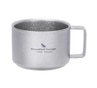 iBasingo 100ml Titanium Espresso Cup Mini Double Wall Coffee Tea Mug Outdoor Camping Travel Durable Portable Metal Drinkware, Dishwasher Safe (Silver Ti3085D)