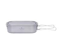iBasingo 1400ml Titanium Lunch Box with Leak-Proof Lid Folding Handle Camping Cookware Lightweight Outdoor Cooking Pan for Backpacking Hiking Picnic & Travel Food Container for Meals & Fruit Ti2083C