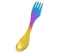 iBasingo 18.5cm Titanium Spork 3 in 1 Camping Cutlery, Colorful Ti1064T | Ultralight Multifunctional Spoon Fork Travel Utensil, Portable Tableware for Outdoor Picnic Backpacking Trekking Bushcraft
