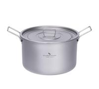 iBasingo 2.4L Camping Cooking Pot Outdoor Titanium Cookware Sauce Pot Solo Hot Pot Lightweight Portable Travel Saucepan Cooking Kit Backpacking Equipment Ti2108C