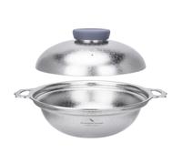 iBasingo 2.5L Titanium Wok with Lid Stir Fry Pan for Gas Stove Ti2117C | Seamless & No Welds, 3mm Thick, Uncoated Chinese Wok, Heavy Duty Durable Cookware for Home Kitchen Car Camp Cooking
