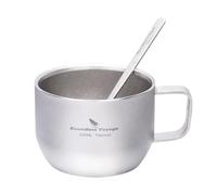 iBasingo 200ml Titanium Coffee Mug Spoon Set 200ml Silver Ti3086D &1134T