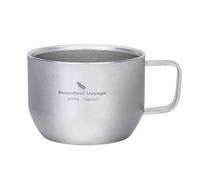 iBasingo 200ml Titanium Espresso Coffee Cup Double Wall Mug for Latte Cappuccino Cocoa Metal Tea Cup Outdoor Camping Travel Ultralight Durable Portable Drinkware (Silver Ti3086D)