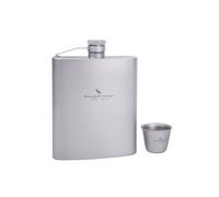 iBasingo 200ml Titanium Hip Flask 15ml Sake Cup with Funnel Outdoor Camping Flat Liquor Flask Alcohol Whiskey Wine Flagon Mug Wearproof Wine Pot (Ti3062D)