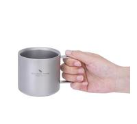 iBasingo 220ml Titanium Coffee Cup Double Wall Mini Mug for Espresso, Tea Camping & Travel Durable Lightweight Portable Drinkware Ti3052D