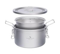 iBasingo 2L Titanium Camping Pot with Lid Camping Cookware Portable Kitchen Rice Soup Cooking Mess Kit Indoor Outdoor Stockpot Ultralight Multifunctional Cooker Ti2087C