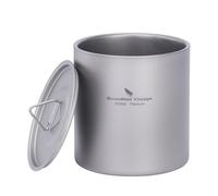 iBasingo 300ml Titanium Double Walled Cups with Lid Ultralight Outdoor Camping Travel Drinking Mug Durable Portable Metal Tea Coffee Drinkware Ti3242D