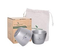 iBasingo 40ml Small Titanium Double-Walled Tea Cup Espresso Cup Mini Wine Sake Cup Reusable Outdoor Camping Hiking Travel Picnic Durable Drinkware Portable Tableware (2 Pcs/Set Ti3089D)