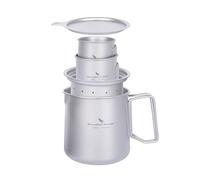 iBasingo 500ml Titanium Cup with Filter 120ml & 180ml Tea Coffee Mugs Set Lightweight Camping Drinkware Portable Metal Coffee Maker for Outdoor Traveling Picnic Hiking Backpacking Garden Ti3127D