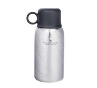 iBasingo 600ml Titanium Vacuum Water Bottle Leak-Proof Double-Walled Coffee Tea Bottle with Mug & Straw Lightweight Keeping Hot & Cold Drinking Cup for Outdoor Travel Office Ti3254D