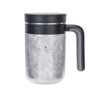 iBasingo 700ml Titanium Double Walled Mug with Lid & Handle Vacuum Insulated Tea Coffee Cup with Filter for Loose Tea Reusable Keeping Hot & Cold Beverages Water Bottle Ti3237D